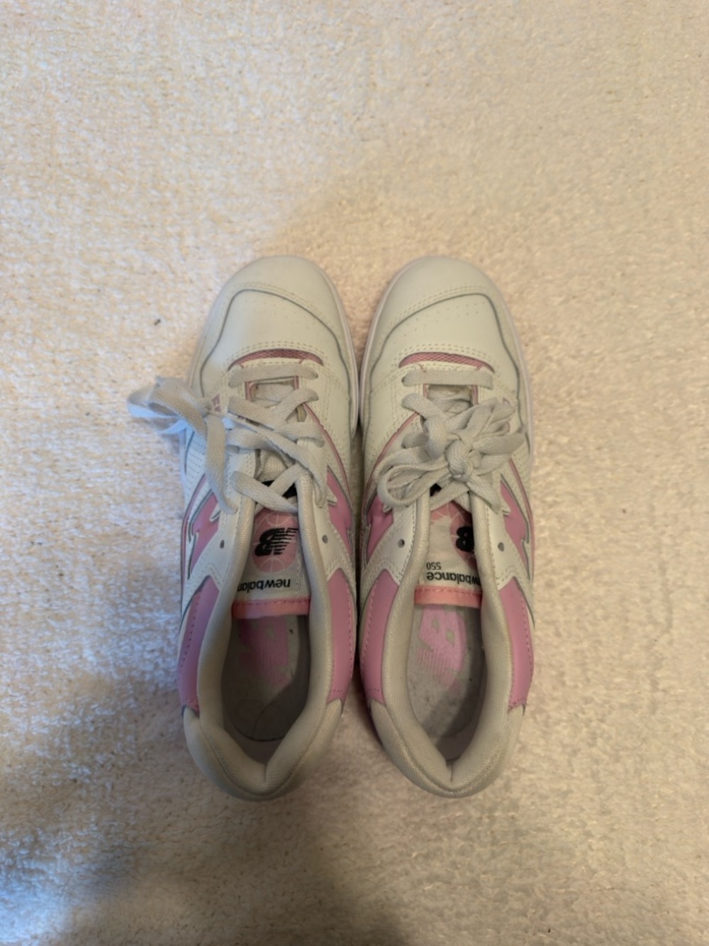 New Balance White and Pink Lace-Up Sneakers